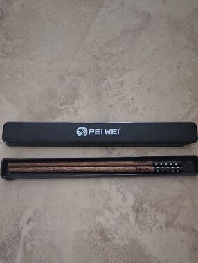 Brown Wood Bling Chopsticks with Black Case